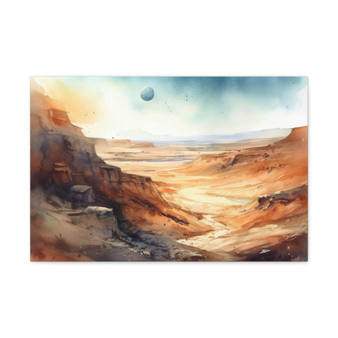 Red planet sands canvas print featuring Lego Mars Rover exploration.