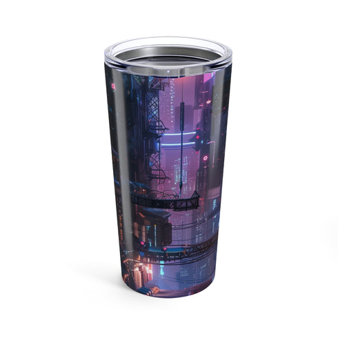 1. Cyberpunk Cityscape Drinking Bottle