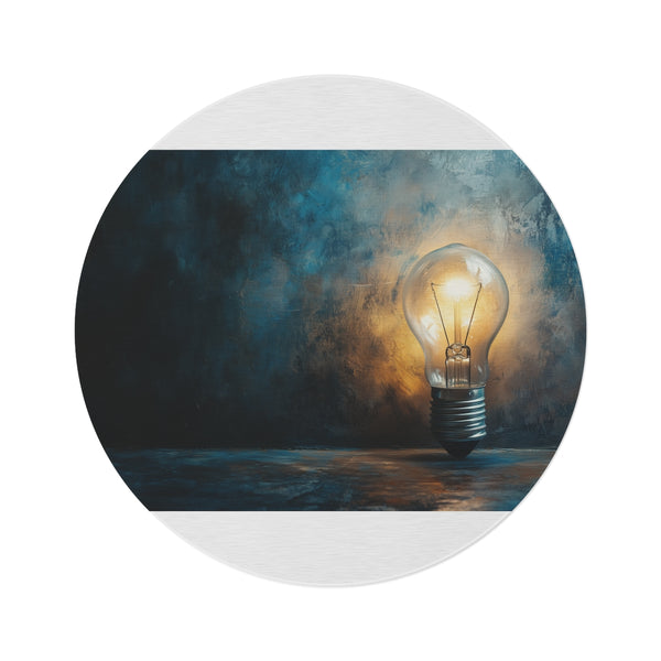1. "Glowing Lightbulb Round Rug: Illuminate Your Space"
