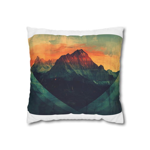 1. "Mountain Grunge Abstract Pillowcase: Artful Geometric Design"