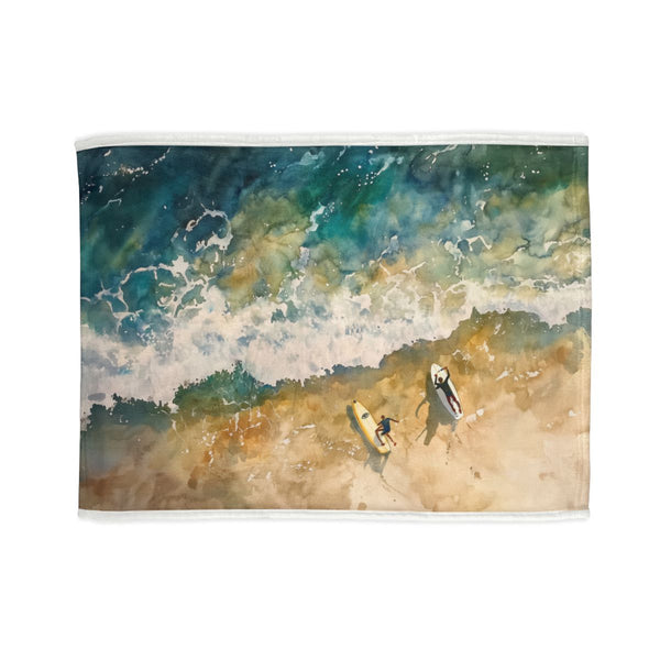 1. "Wave Rider Watercolor Bed Cover"