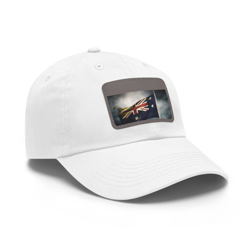 Aussie Pride Baseball Cap in White with Light Brown patch.