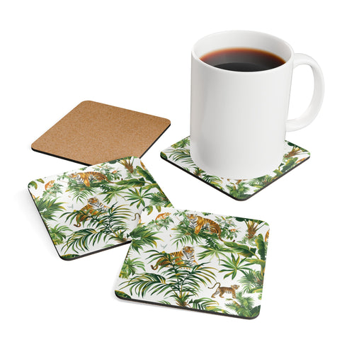 Wild Jungle Tiger Square Coasters - Corkwood Kitchen Accessories Summer Picks