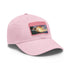 Hawaiian sunset paradise cap in white with light brown patch.