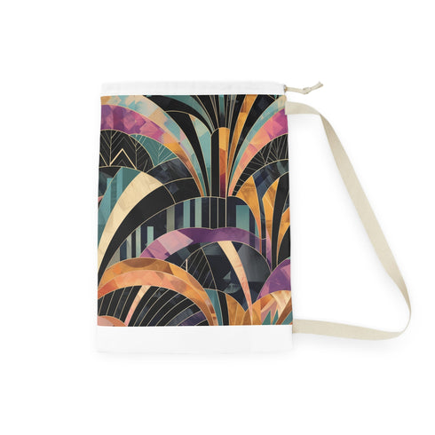 Artful abstract laundry bag with chic art deco pattern, sublimation printing.