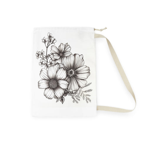 Bright floral laundry bag with hand-drawn bouquet design on 18x29 size.