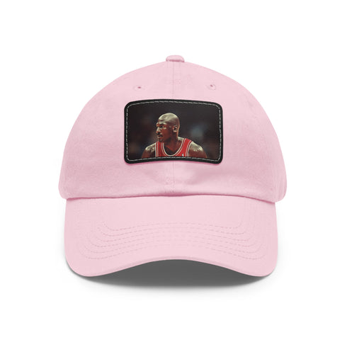 White cotton Chicago Bulls Legacy cap with light brown patch.