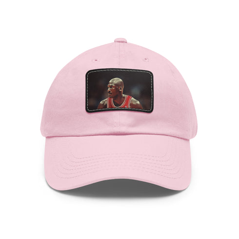 White cotton Chicago Bulls legacy cap with light brown rectangle patch.