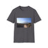 Charcoal cotton crew neck t-shirt featuring Mount Kilimanjaro summer adventure graphic