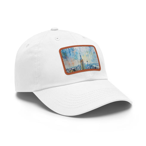 Empire Skyline Splendor Cap white with light brown patch rectangle hat.