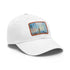 Empire Skyline Splendor Cap: White cotton hat with iconic NYC watercolor.