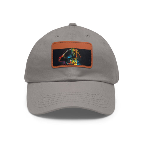 Neon Napoleon Watercolor Baseball Cap in White with Light Brown Patch