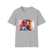 Charcoal cotton t-shirt with vibrant watercolor design regular crew neck fit