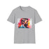 Charcoal cotton t-shirt with vibrant watercolor design regular crew neck fit