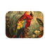Colorful parrot jungle retreat bath mat with vibrant foliage and flowers.