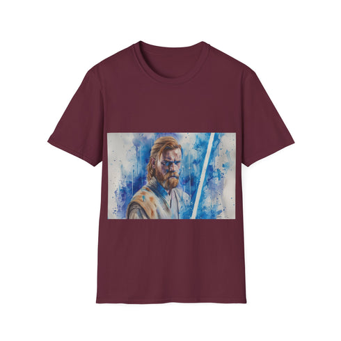 Blue lightsaber graphic cotton tee in charcoal, available in small size.