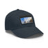 Stylish Sydney skyline baseball cap in white with light brown patch.
