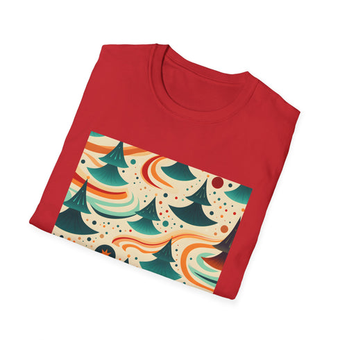 Groovy charcoal T-shirt with psychedelic ocean pattern in soft cotton fabric