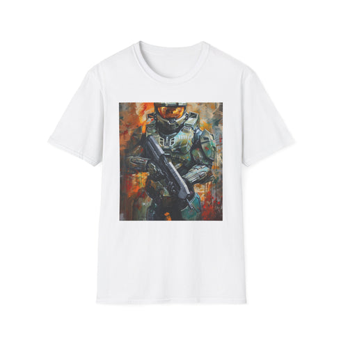 Master Chief Painting T-Shirt, Charcoal, Spartan, Men's Summer Tee