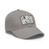 Monochrome baseball cap with repeating pattern, white/light brown patch.