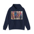 Bohemian Feather Hoodie in Navy, Unisex S Size, DTG Print