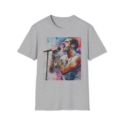 Queen & Aid charcoal watercolor Freddie Mercury tribute t-shirt, size small.