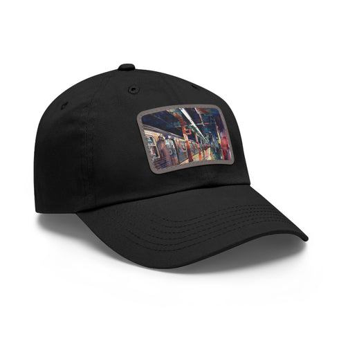 Vibrant New York City Subway Watercolor Baseball Cap in White/Light Brown