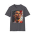 Charcoal watercolor tee capturing vibrant Ronaldo-inspired dynamic brushstrokes in cotton fabric