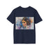 Charcoal crew neck tee with watercolor Princess Leia design cotton fabric