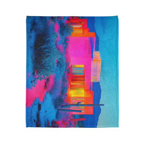 Desert Mirage Hiding Neon Palace Plush Fleece Throw Blanket