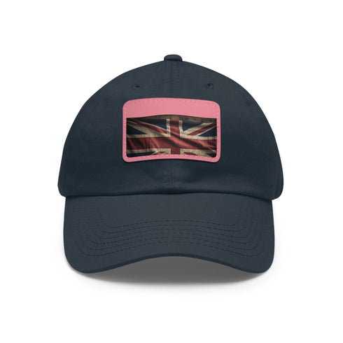 Stylish British Pride Union Jack cotton hat, white/light brown rectangle patch.