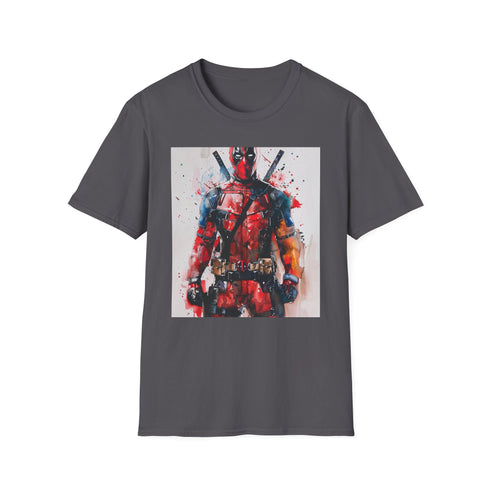 Charcoal DTG Deadpool TShirt with crew neck and regular fit