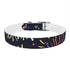 Vibrant black onyx dog collar with festive fireworks pattern for medium dogs