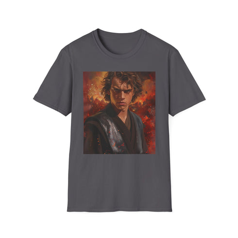 Charcoal cotton crew neck T-shirt with vivid Anakin Skywalker portrait design