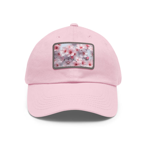3D Cherry Blossom Dreams Baseball Cap in White/Light Brown Rectangle Shape