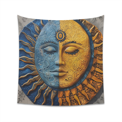 Sun and Moon Mandala Tapestry - Cosmic Harmony, High-Quality Design, Perfect Gift - Available in 34 x 40 or 57 x 57 Inches