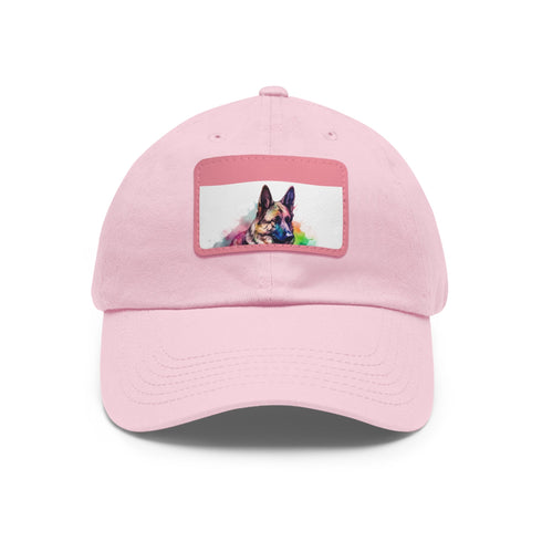 German Shepherd PupPrint White Cotton Baseball Cap with Light Brown Patch