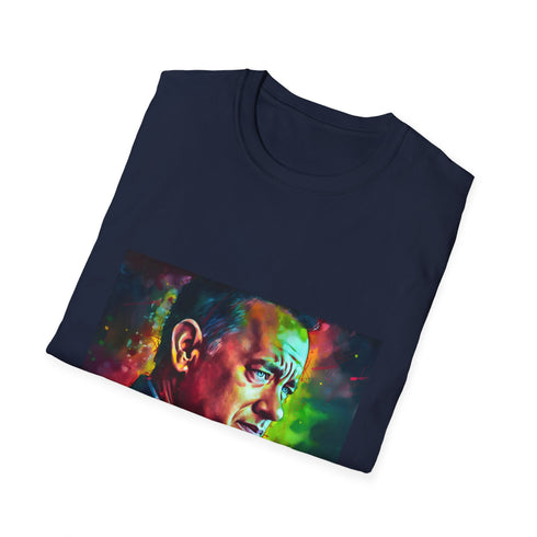Charcoal cotton T-shirt featuring vibrant neon Tom Hanks graphic regular fit