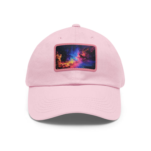 Galactic Glow Baseball Cap in White with Light Brown Patch