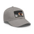 Ed Sheeran watercolor splatter baseball cap, white hat with light brown patch.