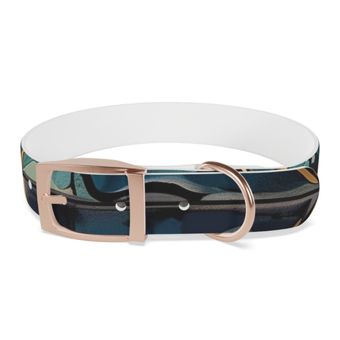 Artisan Tiles Dog Collar: Stylish M size in Black Onyx.