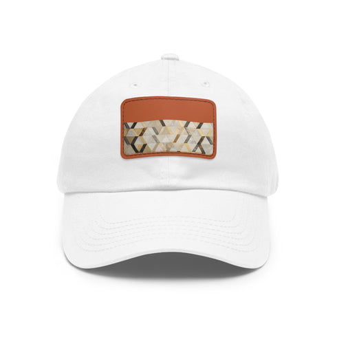Golden Cream Kilim Chic Baseball Cap in White with Light Brown patch