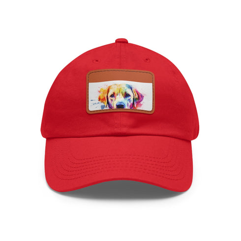 Lovable Lab Cap in White with Light Brown Patch.