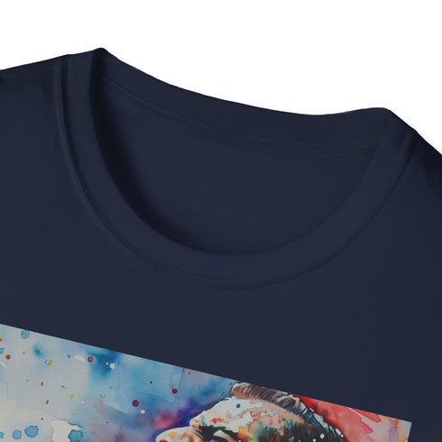 Watercolor Freddie Mercury tribute t-shirt in charcoal, regular fit, crew neck.