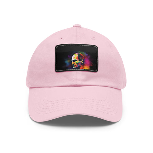 Neon watercolor baseball cap with Steve Jobs inspiration, white light brown.
