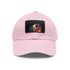 Neon watercolor Steve Jobs baseball cap, white with light brown patch.