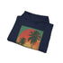 Vintage Tropical Sunset Navy Hoodie-evoke paradise with fiery hues.