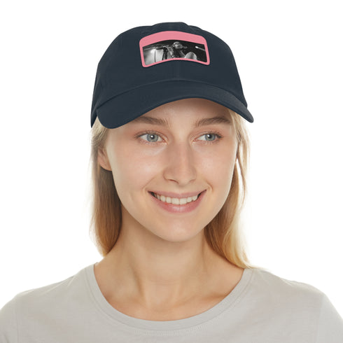 Dua Lipa Melody Snapback hat in white with light brown patch.