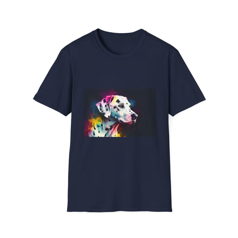 Cotton charcoal t-shirt with vibrant Dalmatian watercolor design regular fit