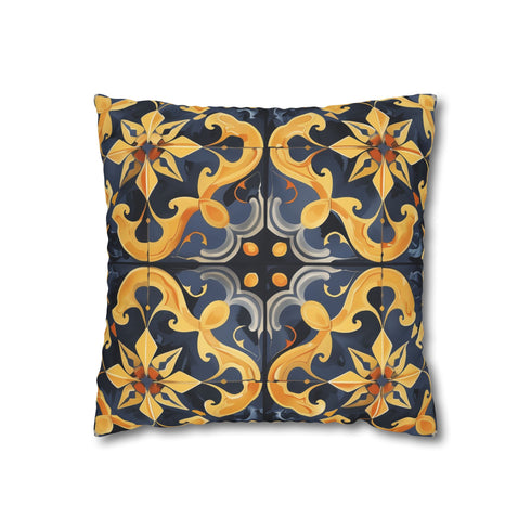 Mediterranean Artisan Ceramic Tiles Seamless Square Cushion Cover - Front Hero View | Prints With Passion